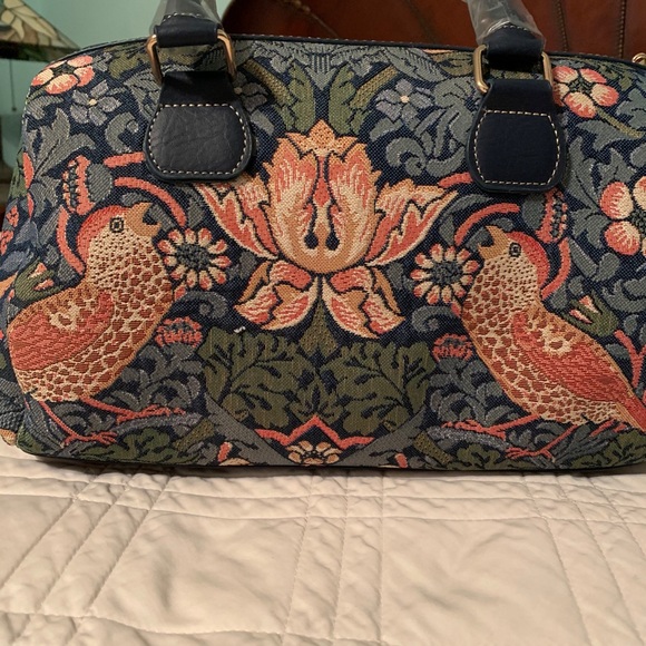 Signare  Strawberry Thief Blue Tapestry Handbag - Picture 5 of 11